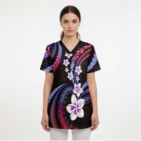 Hawaii Plumeria Scrub Top Sweet Gradient Polynesian Pattern - Polynesian Pride