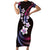 Hawaii Plumeria Short Sleeve Bodycon Dress Sweet Gradient Polynesian Pattern