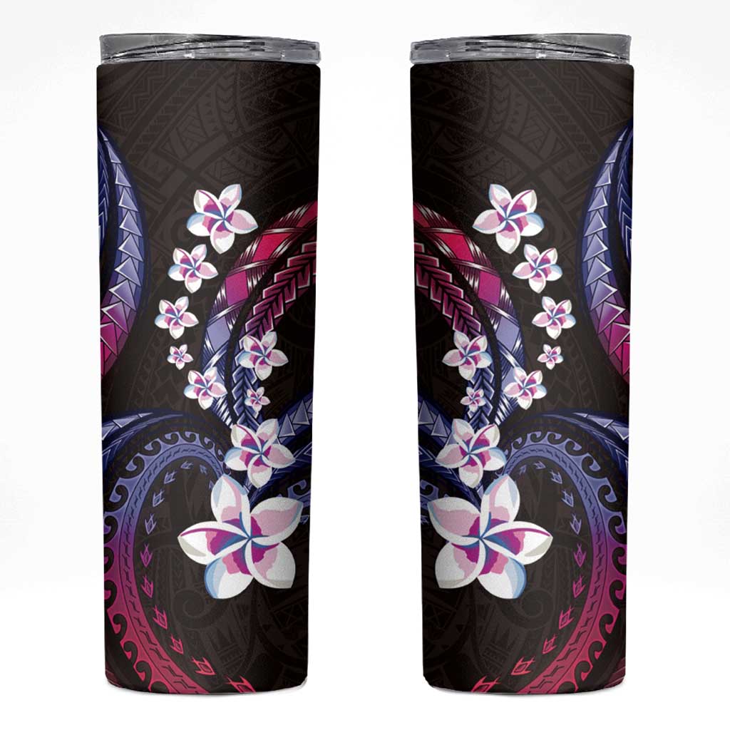 Hawaii Plumeria Skinny Tumbler Sweet Gradient Polynesian Pattern