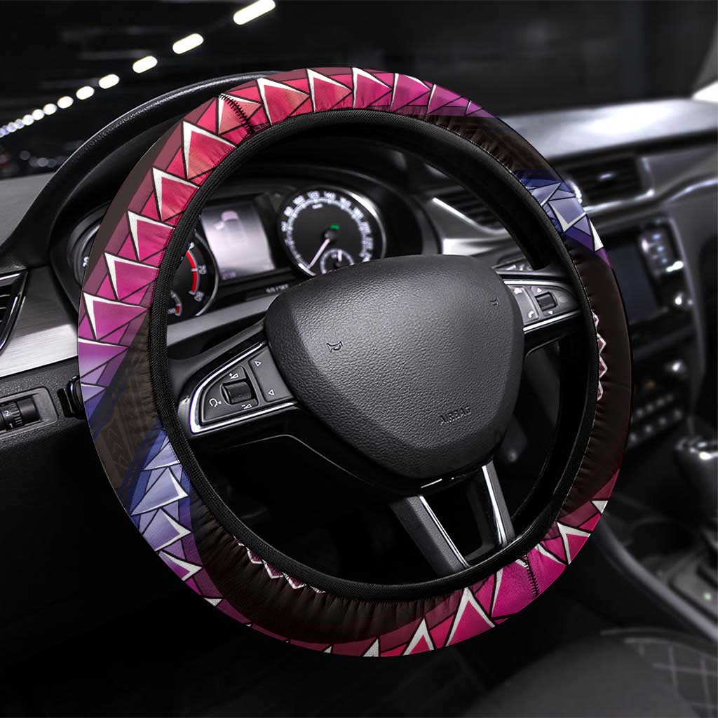 Hawaii Plumeria Steering Wheel Cover Sweet Gradient Polynesian Pattern