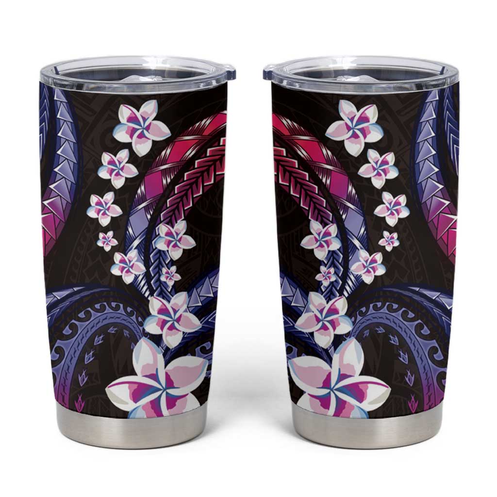 Hawaii Plumeria Tumbler Cup Sweet Gradient Polynesian Pattern