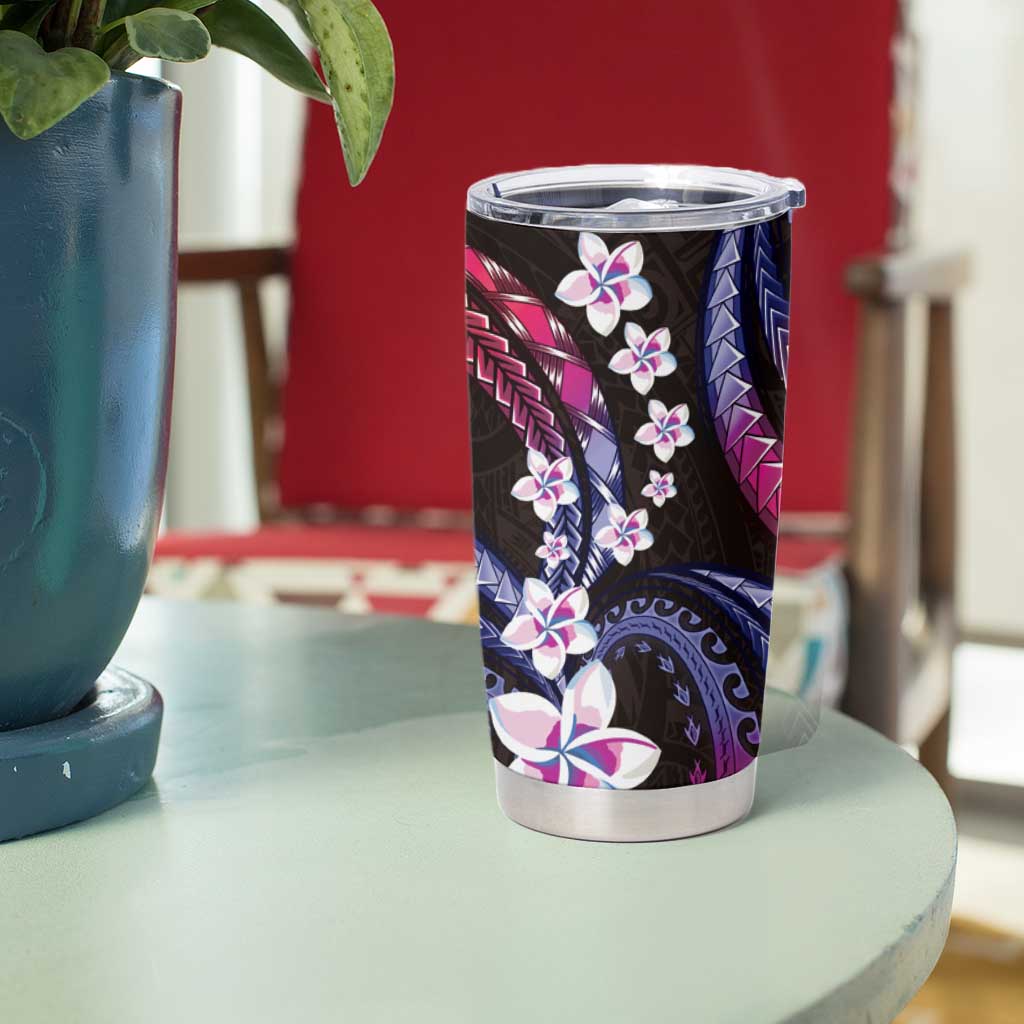 Hawaii Plumeria Tumbler Cup Sweet Gradient Polynesian Pattern