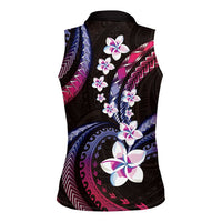 Hawaii Plumeria Women Sleeveless Polo Shirt Sweet Gradient Polynesian Pattern