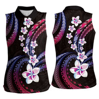 Hawaii Plumeria Women Sleeveless Polo Shirt Sweet Gradient Polynesian Pattern