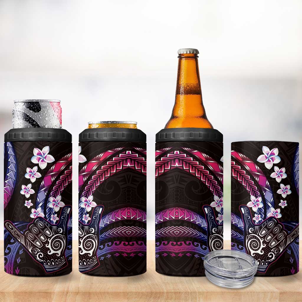 Hawaii Shaka Sign 4 in 1 Can Cooler Tumbler Fantastic Frangipani Sweet Vibes