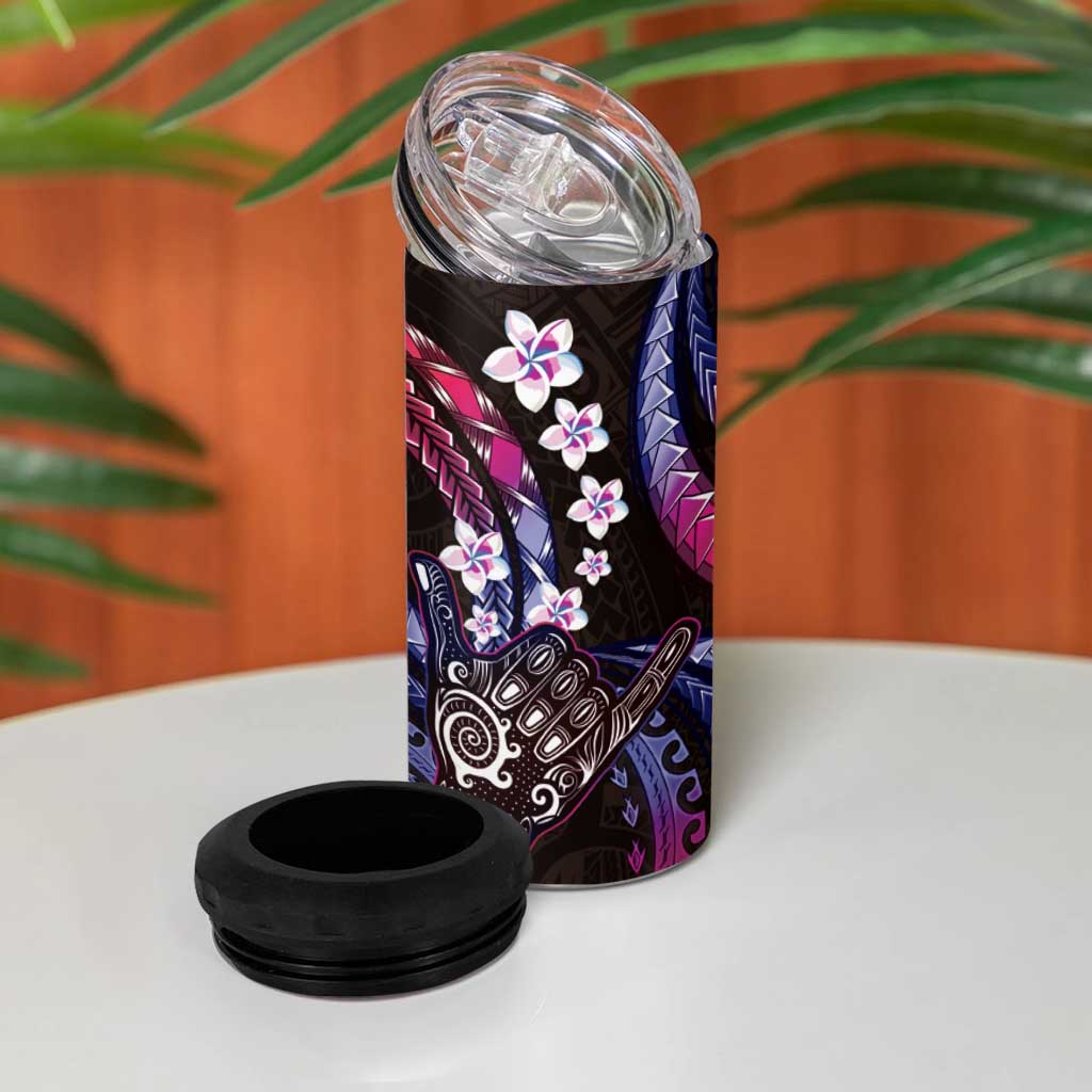Hawaii Shaka Sign 4 in 1 Can Cooler Tumbler Fantastic Frangipani Sweet Vibes