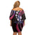 Hawaii Shaka Sign Family Matching Off Shoulder Short Dress and Hawaiian Shirt Fantastic Frangipani Sweet Vibes