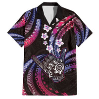 Hawaii Shaka Sign Family Matching Summer Maxi Dress and Hawaiian Shirt Fantastic Frangipani Sweet Vibes LT01 Dad's Shirt - Short Sleeve Pink - Polynesian Pride