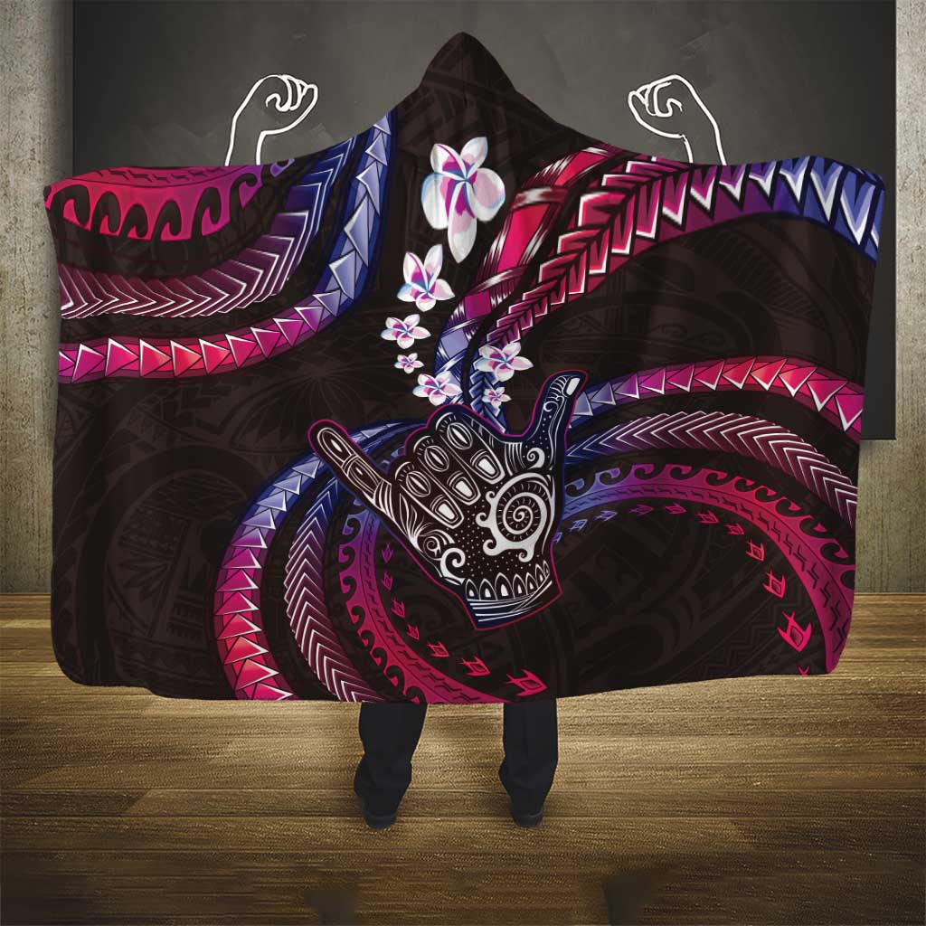 Hawaii Shaka Sign Hooded Blanket Fantastic Frangipani Sweet Vibes