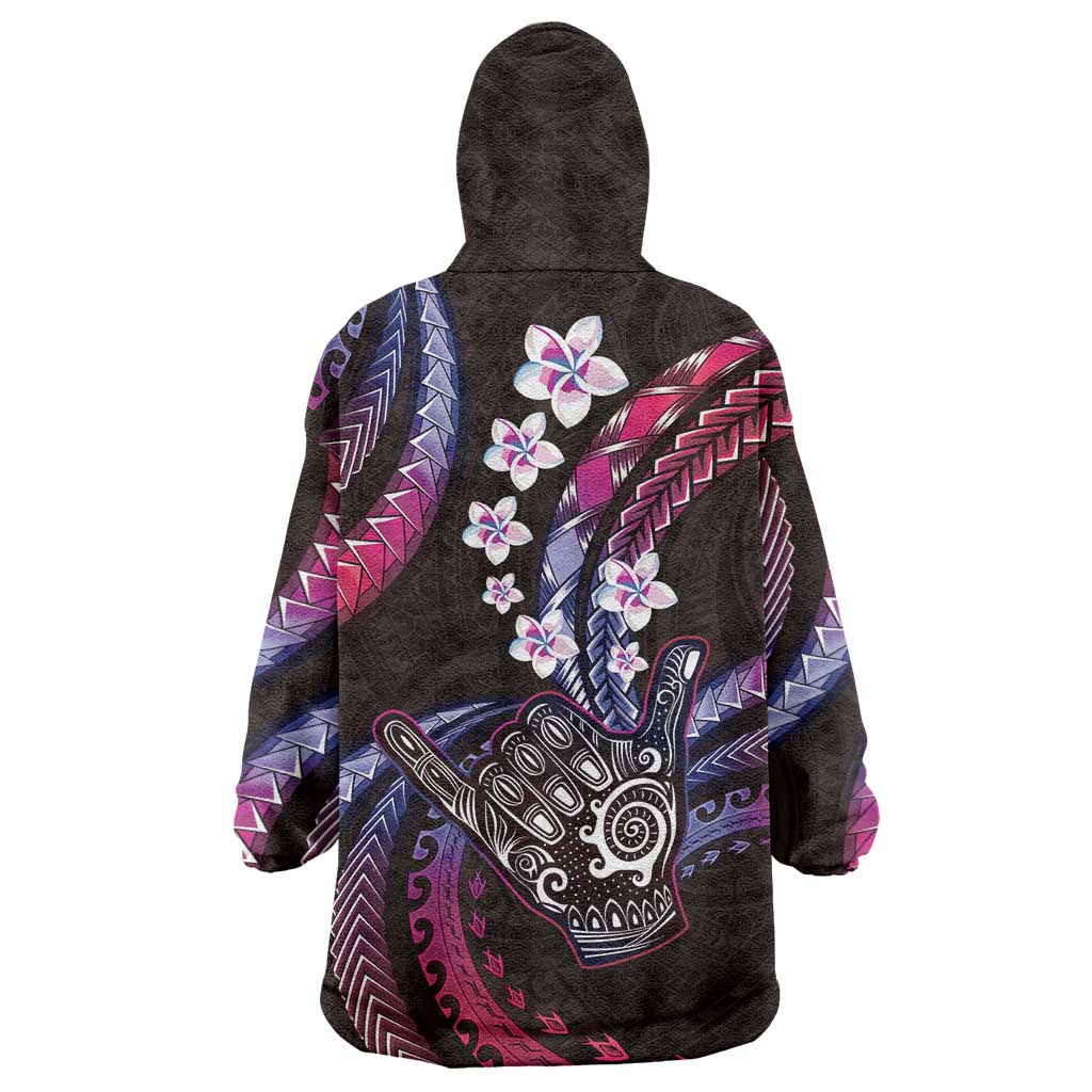 Hawaii Shaka Sign Wearable Blanket Hoodie Fantastic Frangipani Sweet Vibes