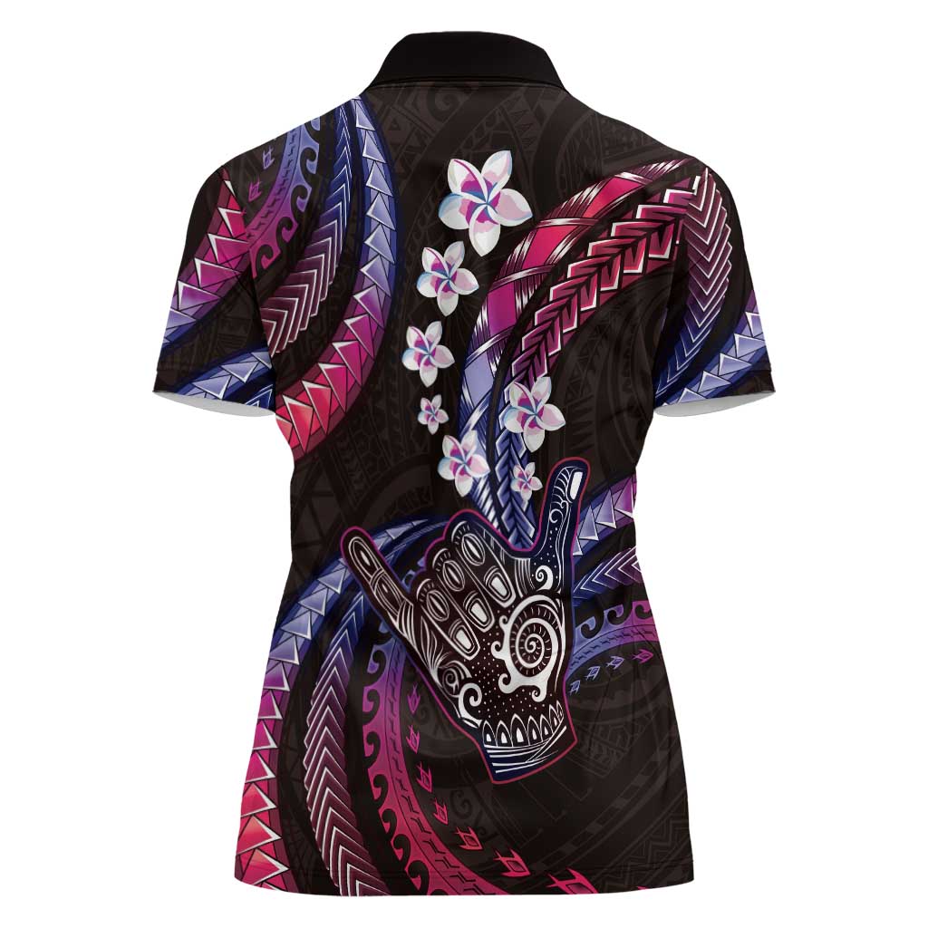 Hawaii Shaka Sign Women Polo Shirt Fantastic Frangipani Sweet Vibes