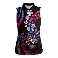 Hawaii Shaka Sign Women Sleeveless Polo Shirt Fantastic Frangipani Sweet Vibes