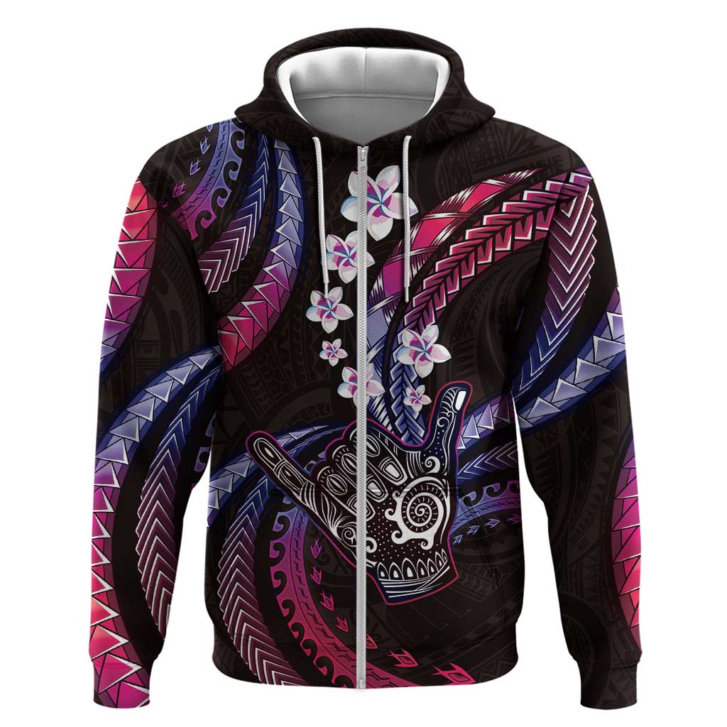 Hawaii Shaka Sign Zip Hoodie Fantastic Frangipani Sweet Vibes