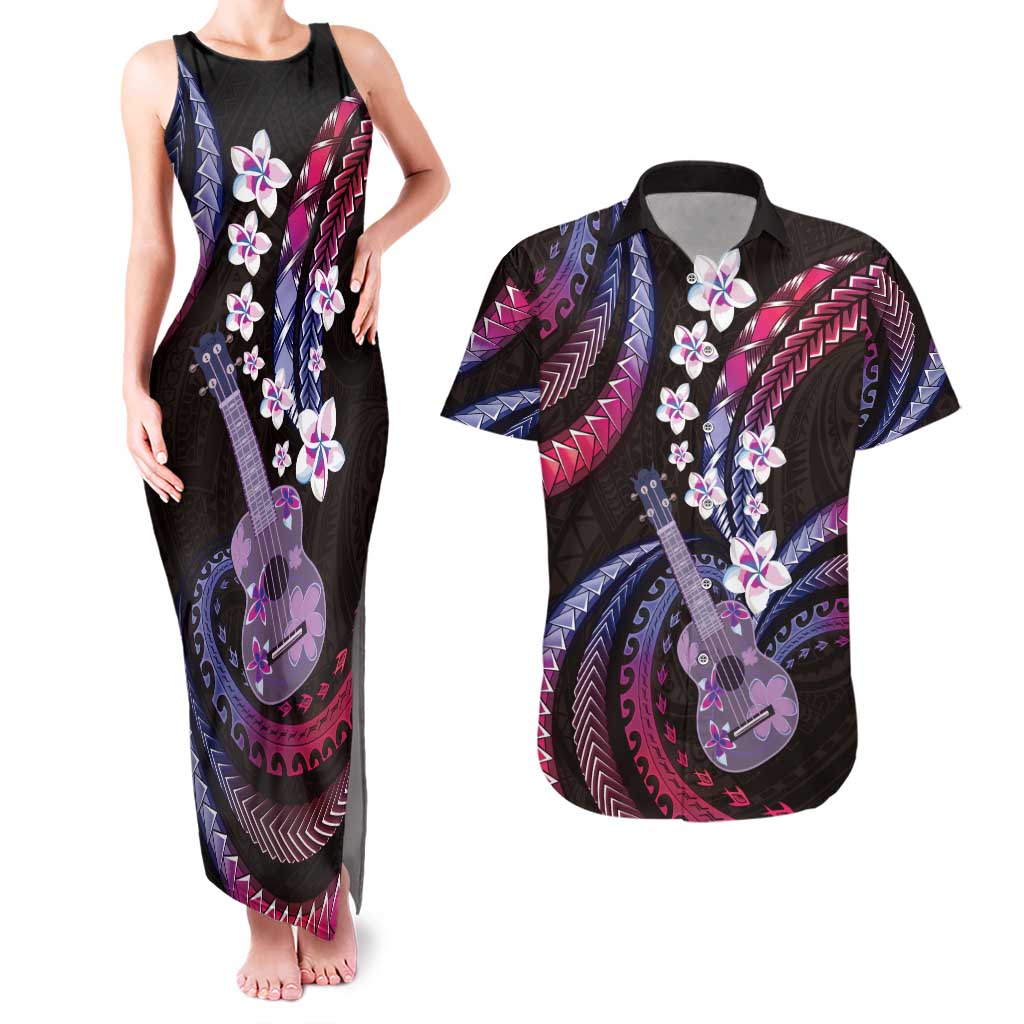 Hawaiian Ukulele Couples Matching Tank Maxi Dress and Hawaiian Shirt Sweet Dream Fantastic Plumeria
