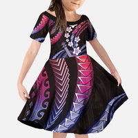 Hawaiian Ukulele Family Matching Summer Maxi Dress and Hawaiian Shirt Sweet Dream Fantastic Plumeria LT01 Daughter's Dress Pink - Polynesian Pride