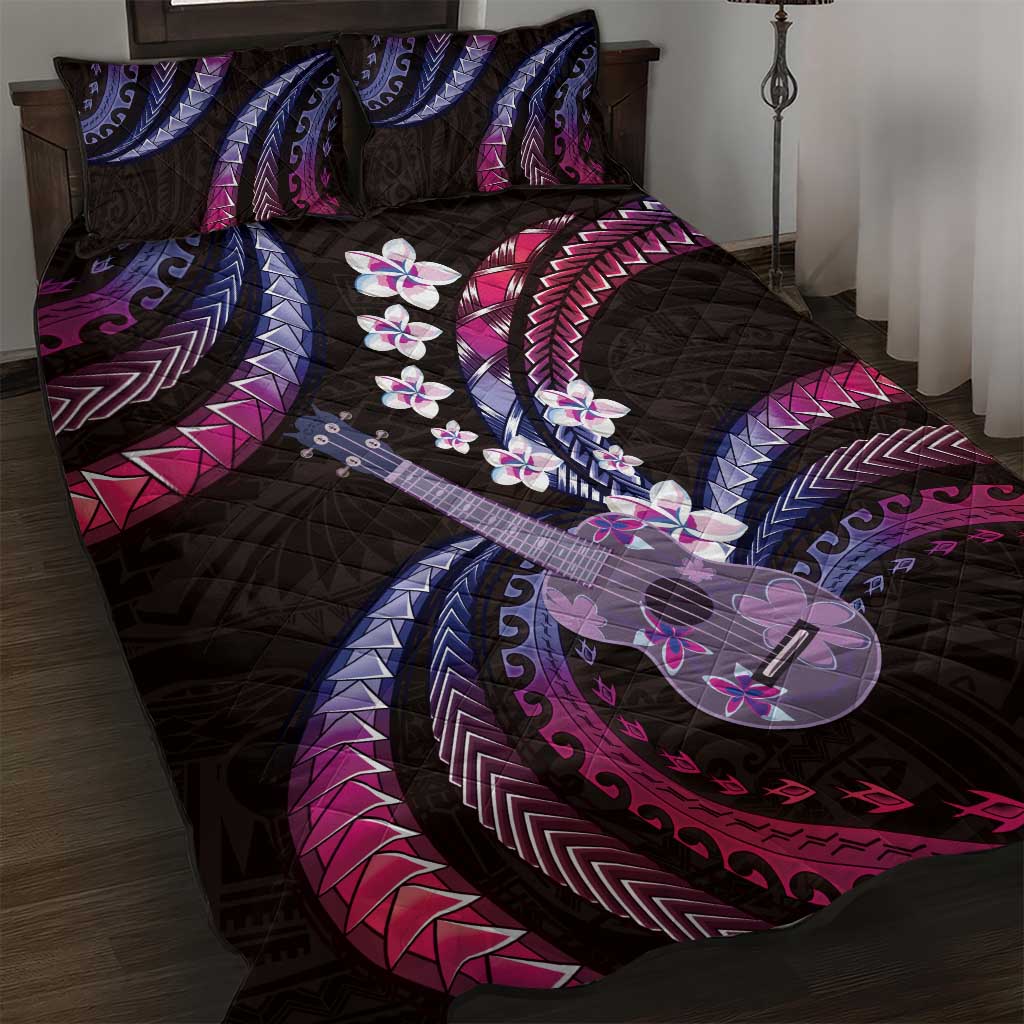 Hawaiian Ukulele Quilt Bed Set Sweet Dream Fantastic Plumeria