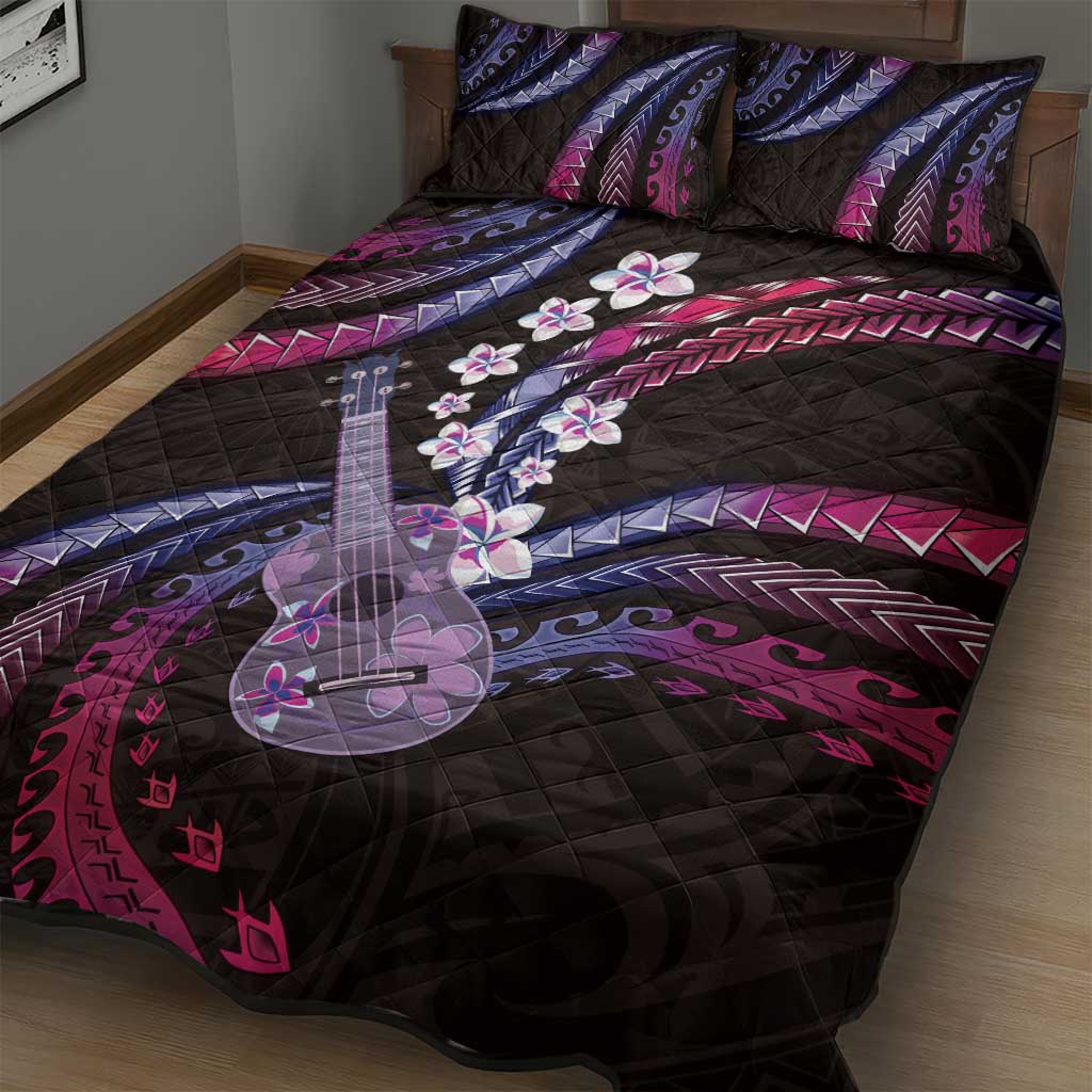 Hawaiian Ukulele Quilt Bed Set Sweet Dream Fantastic Plumeria