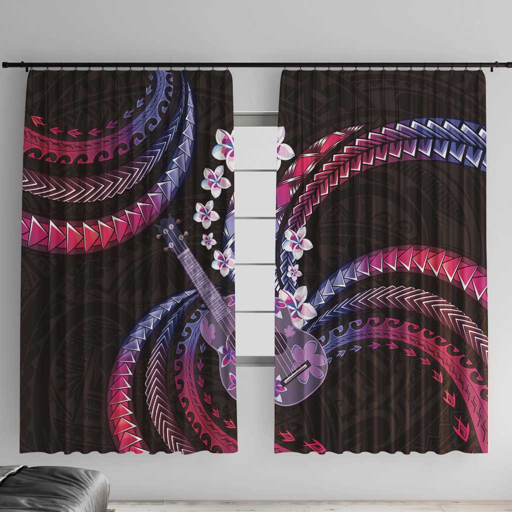 Hawaiian Ukulele Window Curtain Sweet Dream Fantastic Plumeria