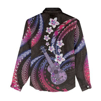Hawaiian Ukulele Women Casual Shirt Sweet Dream Fantastic Plumeria
