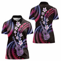 Hawaiian Ukulele Women Polo Shirt Sweet Dream Fantastic Plumeria
