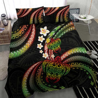 Hawaii Turtles Plumeria Bedding Set Reggae Polynesian Pattern