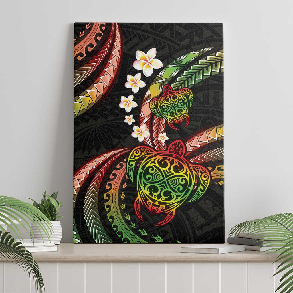 Hawaii Turtles Plumeria Canvas Wall Art Reggae Polynesian Pattern