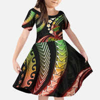 Hawaii Turtles Plumeria Family Matching Off Shoulder Maxi Dress and Hawaiian Shirt Reggae Polynesian Pattern