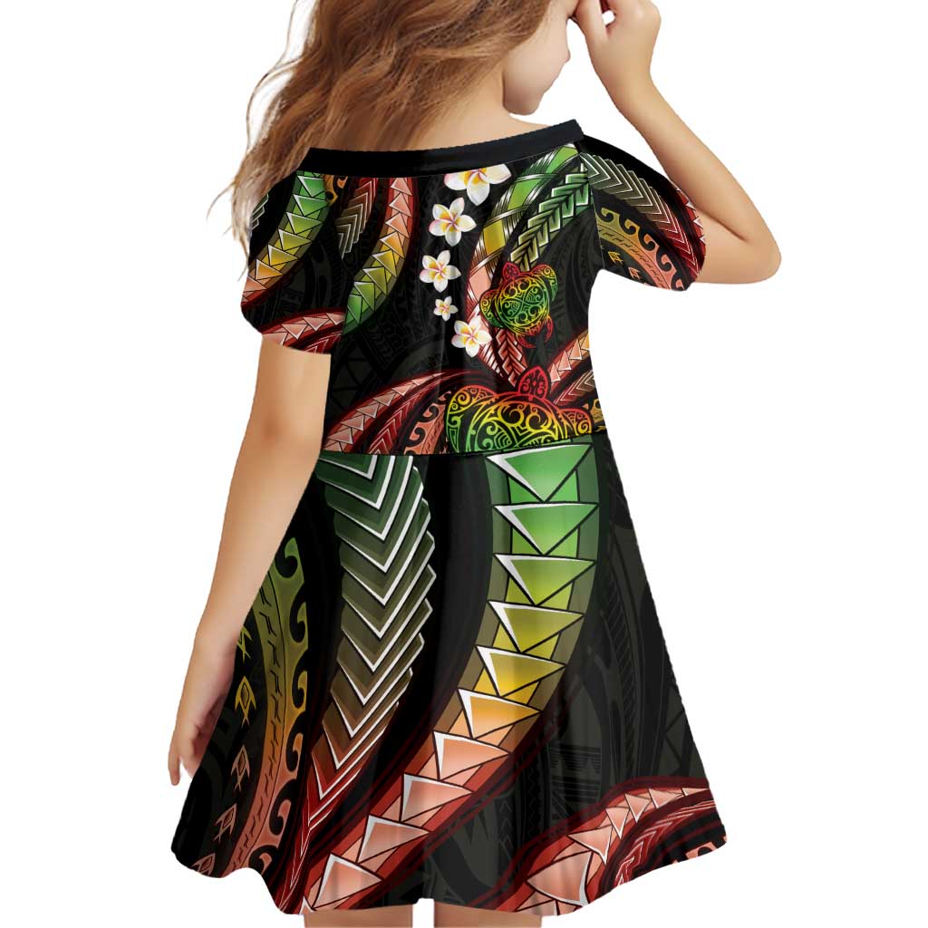 Hawaii Turtles Plumeria Family Matching Off Shoulder Short Dress and Hawaiian Shirt Reggae Polynesian Pattern