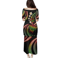 Hawaii Turtles Plumeria Family Matching Puletasi and Hawaiian Shirt Reggae Polynesian Pattern