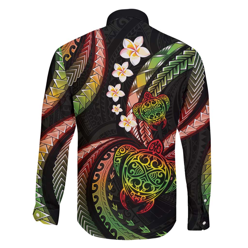 Hawaii Turtles Plumeria Family Matching Short Sleeve Bodycon Dress and Hawaiian Shirt Reggae Polynesian Pattern