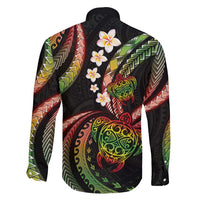 Hawaii Turtles Plumeria Family Matching Short Sleeve Bodycon Dress and Hawaiian Shirt Reggae Polynesian Pattern