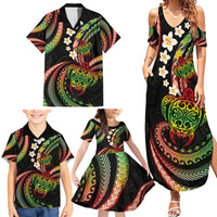 Hawaii Turtles Plumeria Family Matching Summer Maxi Dress and Hawaiian Shirt Reggae Polynesian Pattern LT01 - Polynesian Pride