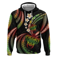 Hawaii Turtles Plumeria Hoodie Reggae Polynesian Pattern
