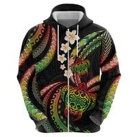 Hawaii Turtles Plumeria Hoodie Reggae Polynesian Pattern