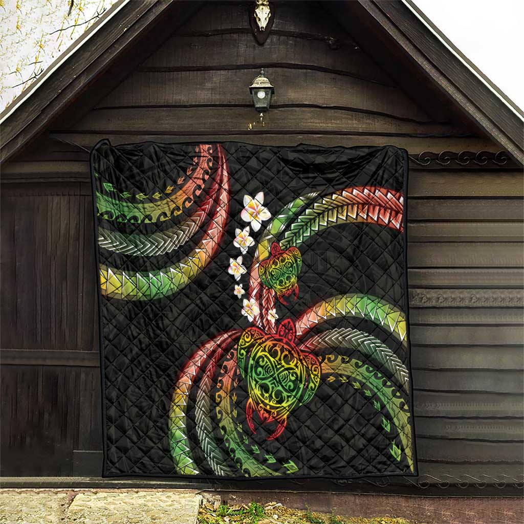 Hawaii Turtles Plumeria Quilt Reggae Polynesian Pattern