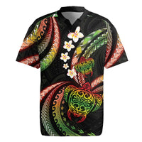 Hawaii Turtles Plumeria Rugby Jersey Reggae Polynesian Pattern