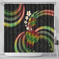 Hawaii Turtles Plumeria Shower Curtain Reggae Polynesian Pattern