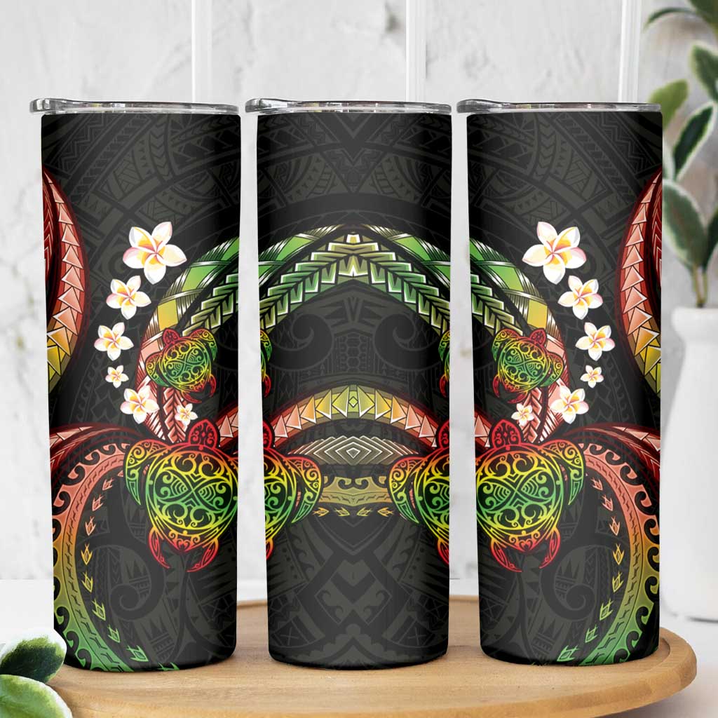 Hawaii Turtles Plumeria Skinny Tumbler Reggae Polynesian Pattern