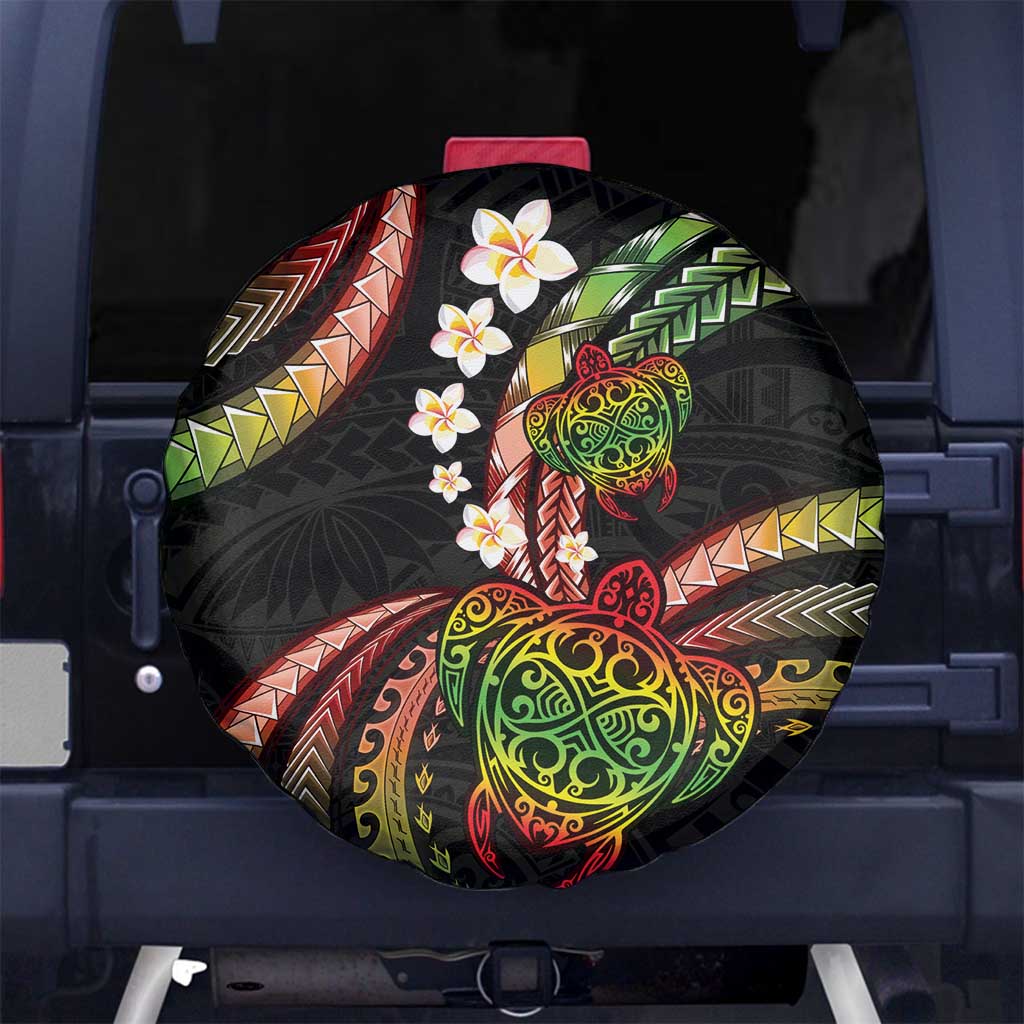Hawaii Turtles Plumeria Spare Tire Cover Reggae Polynesian Pattern
