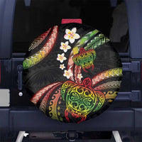 Hawaii Turtles Plumeria Spare Tire Cover Reggae Polynesian Pattern