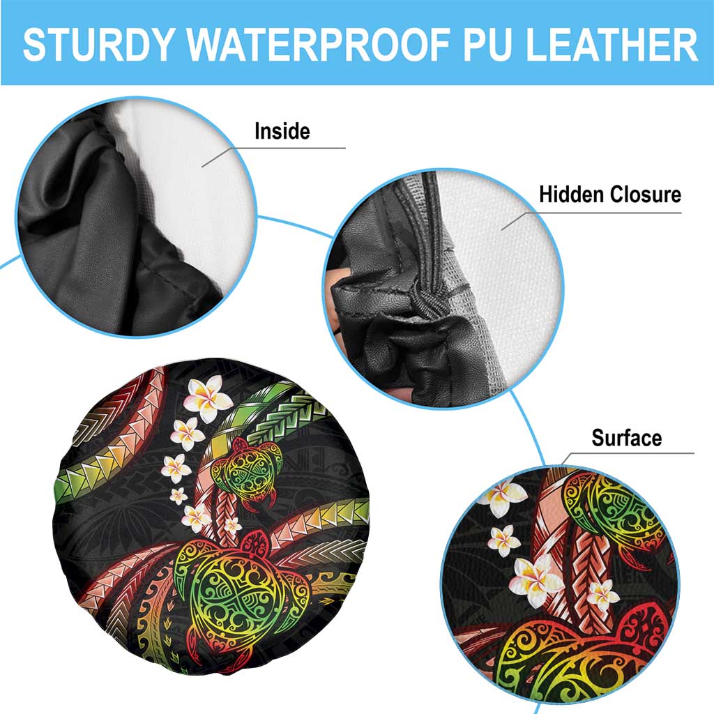 Hawaii Turtles Plumeria Spare Tire Cover Reggae Polynesian Pattern