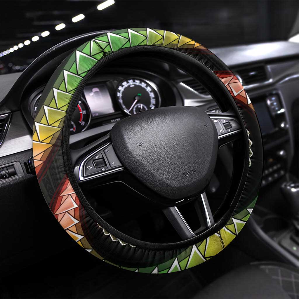 Hawaii Turtles Plumeria Steering Wheel Cover Reggae Polynesian Pattern