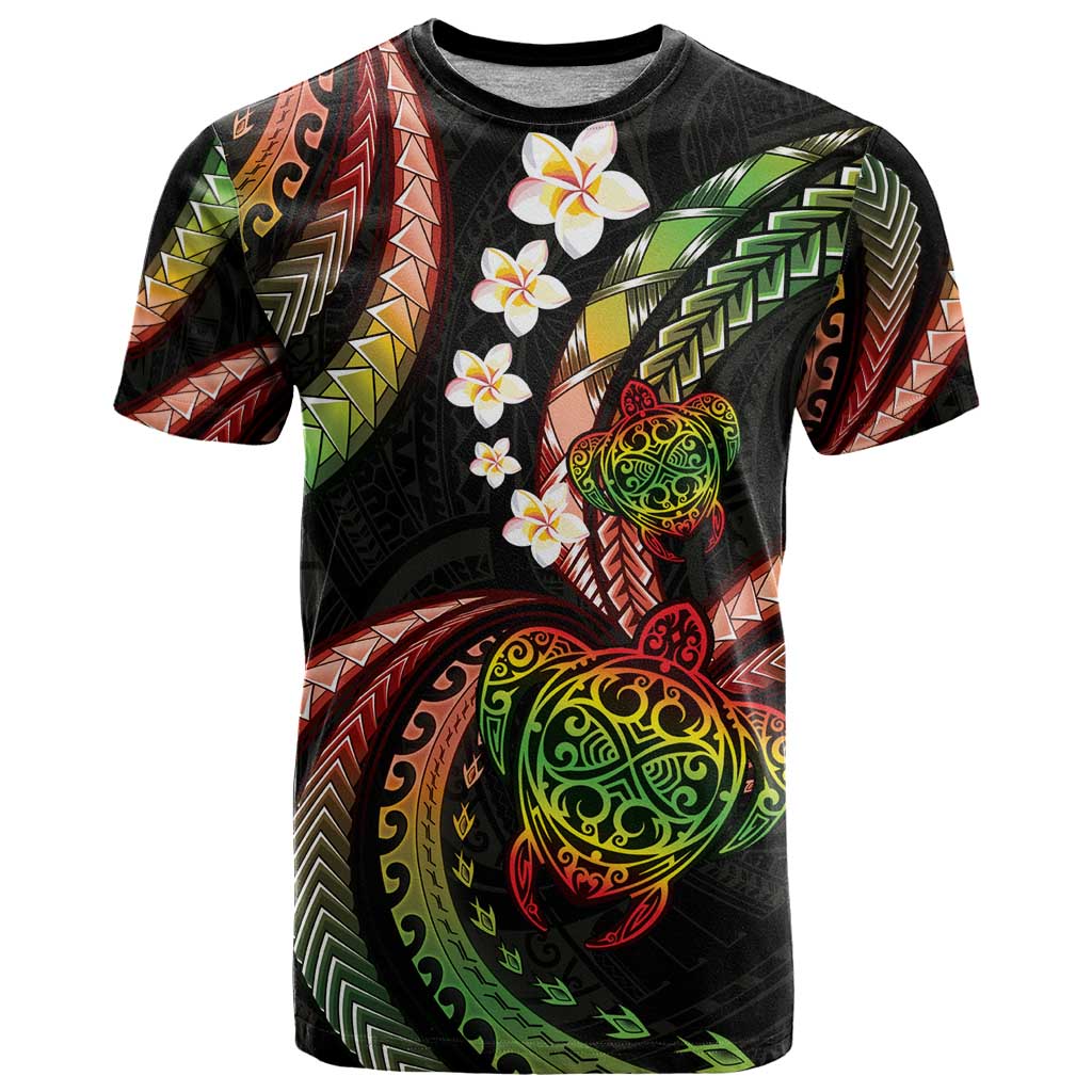 Hawaii Turtles Plumeria T Shirt Reggae Polynesian Pattern
