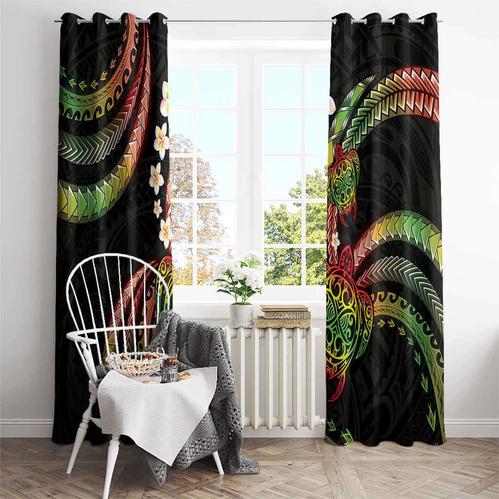 Hawaii Turtles Plumeria Window Curtain Reggae Polynesian Pattern