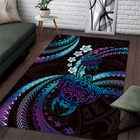 Hawaii Turtles Plumeria Area Rug Amethyst Gradient Polynesian Pattern