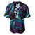 Hawaii Turtles Plumeria Baseball Jersey Amethyst Gradient Polynesian Pattern