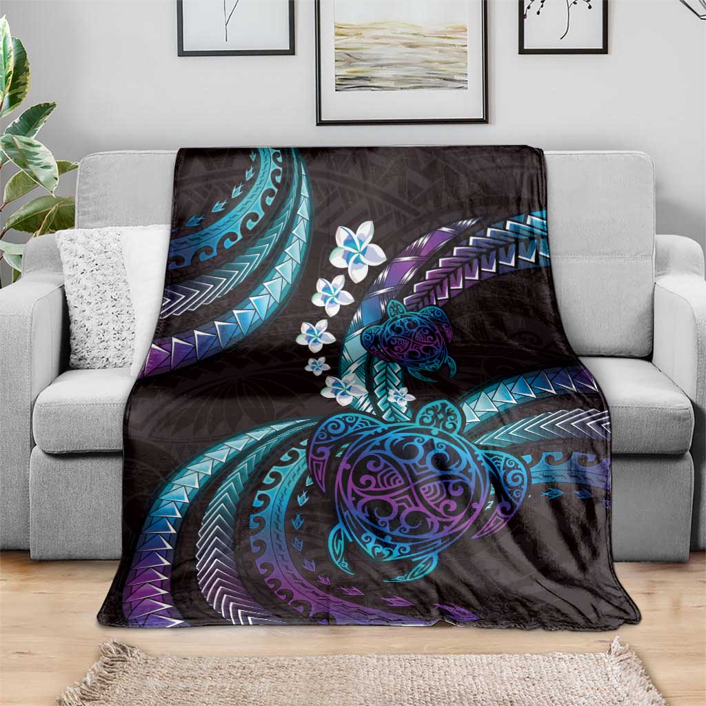 Hawaii Turtles Plumeria Blanket Amethyst Gradient Polynesian Pattern