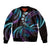 Hawaii Turtles Plumeria Bomber Jacket Amethyst Gradient Polynesian Pattern