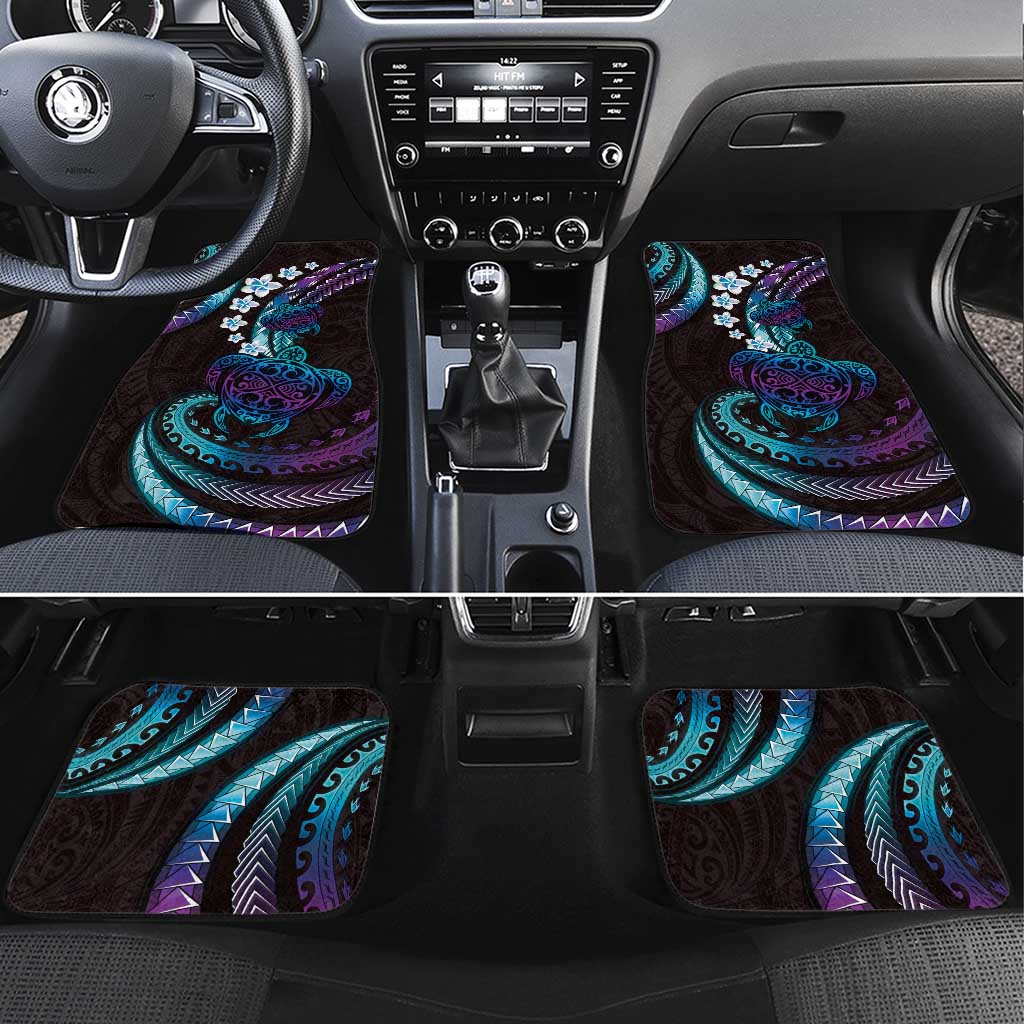 Hawaii Turtles Plumeria Car Mats Amethyst Gradient Polynesian Pattern