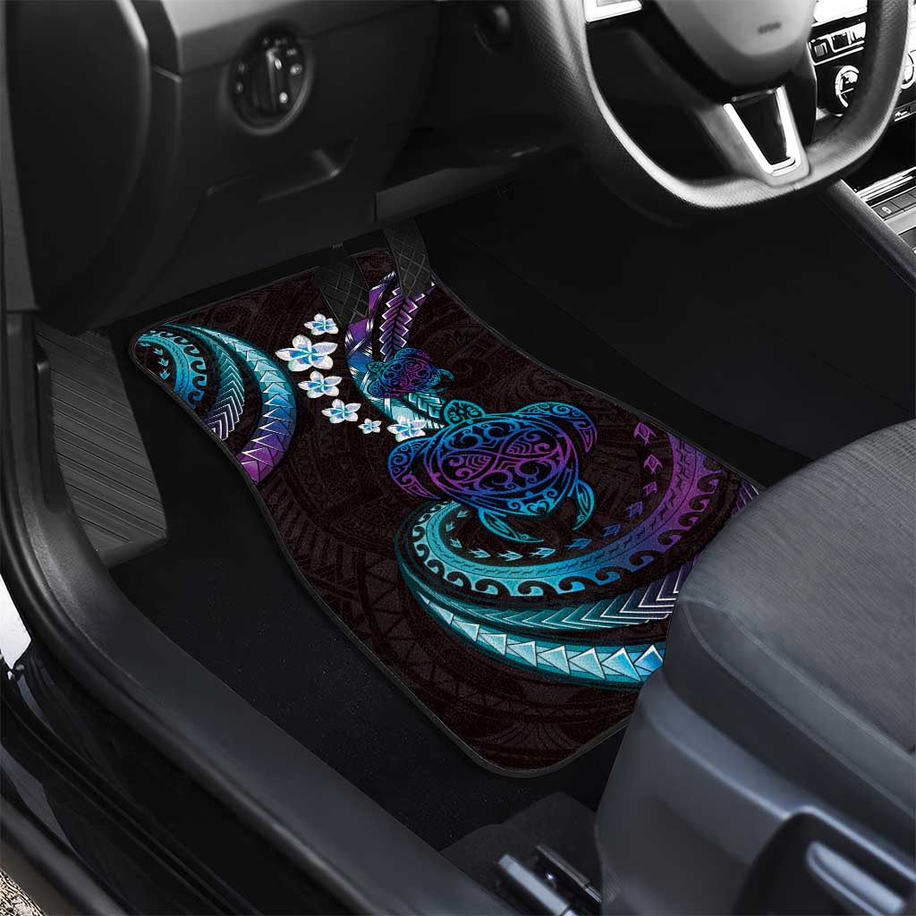 Hawaii Turtles Plumeria Car Mats Amethyst Gradient Polynesian Pattern